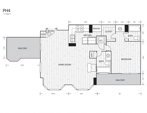 Whitney Uptown Apartments in Dallas, Texas PH4C Floor Plan